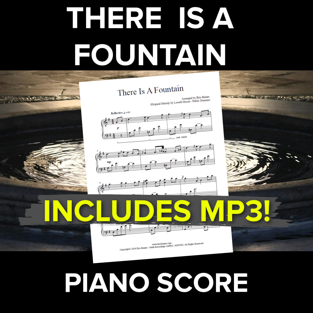 "There Is A Fountain" + MP3 (Reflective Solo Piano Score by Kris Baines)