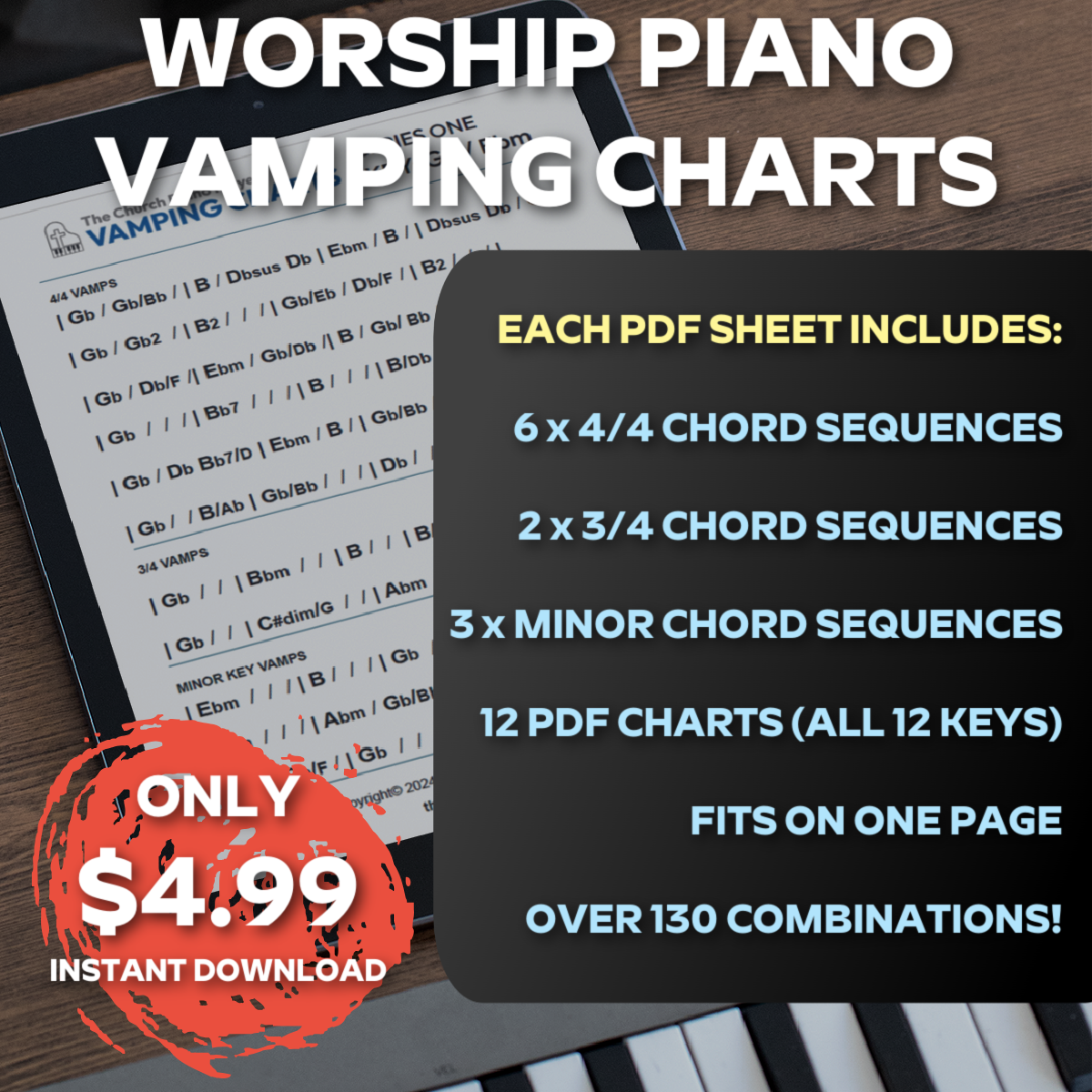 Worship Piano Vamping Charts - Series One