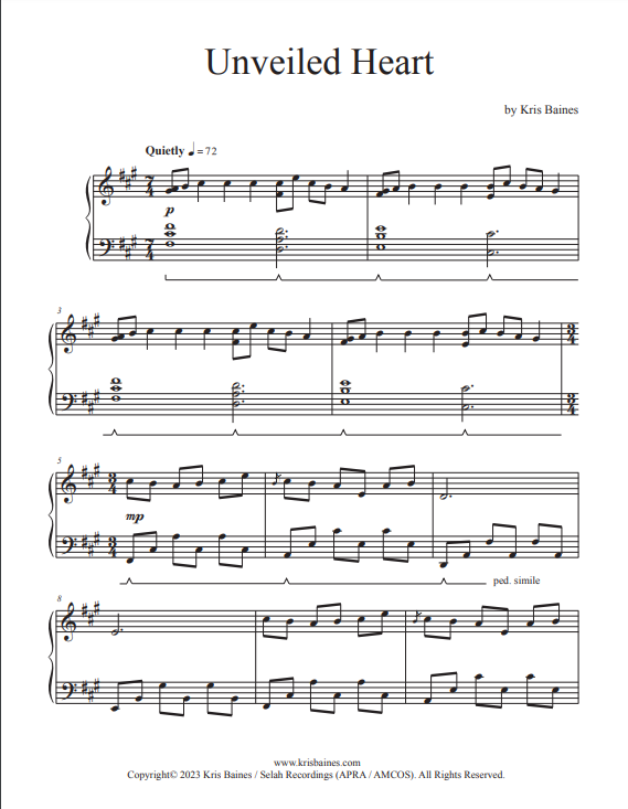 "Unveiled Heart" - Solo Piano Score