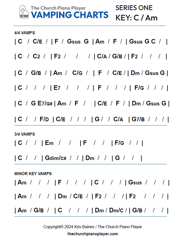 Worship Piano Vamping Charts - Series One