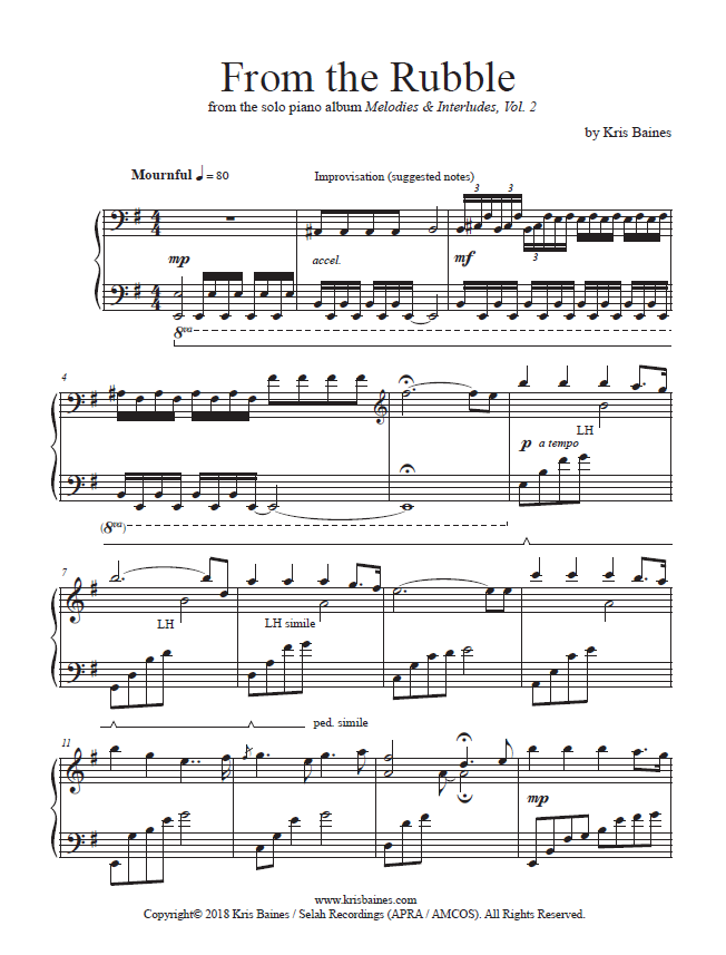 "From The Rubble" - Solo Piano Score
